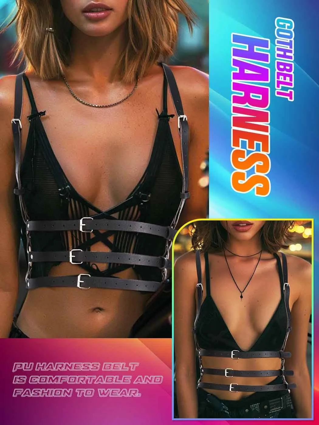 BODIY Plus Size Harness Punk Leather Harness Belts Women Fashion Rave Body Harness