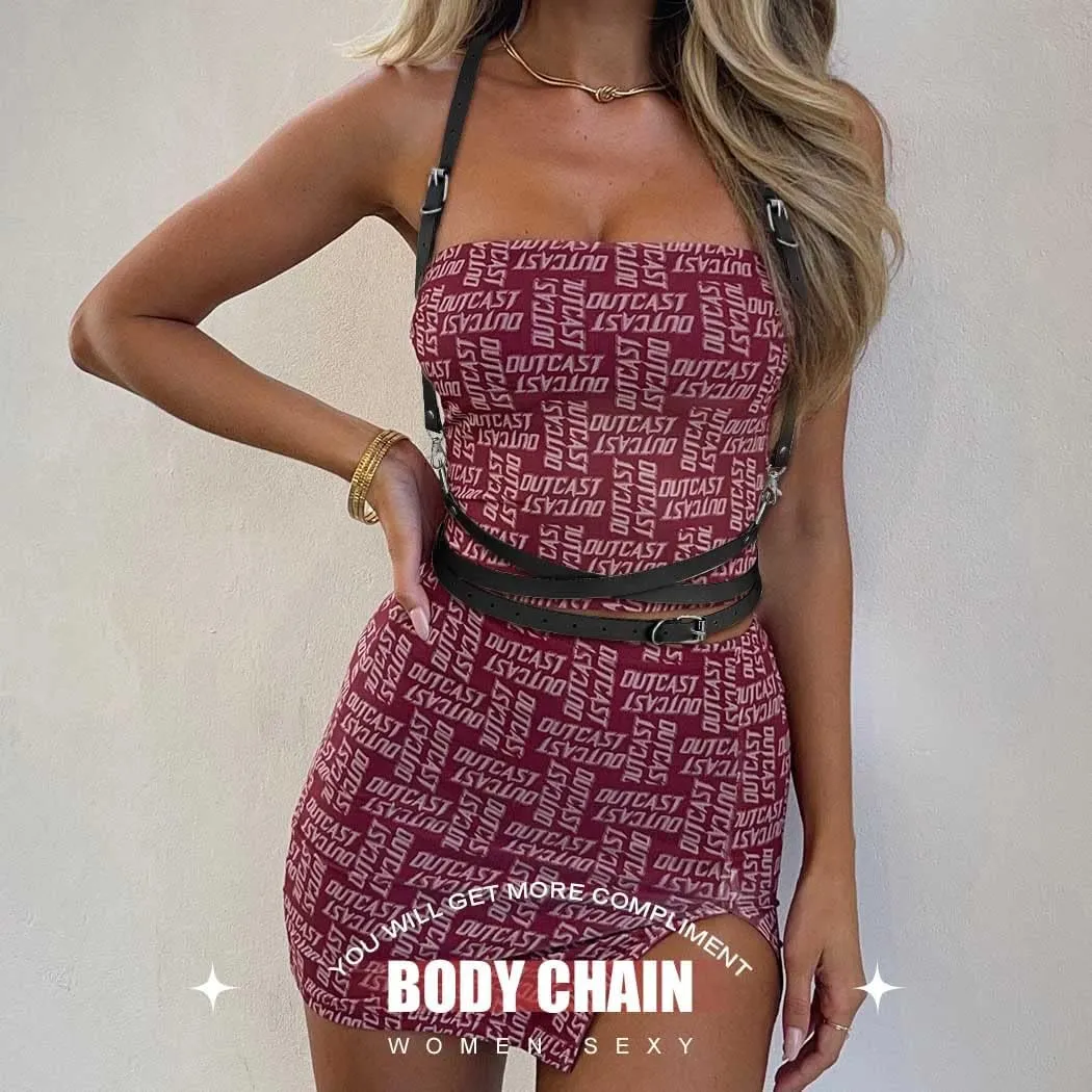 BODIY Women Fashion Harness Plus Size Harness Belt Punk Loop Waist Belt Rave Rock Leather Belts for Women