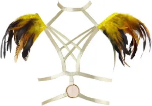 Body CAGE Women's Feathers Body Harness Bra Gothic Punk Epaulette Burning Man Festival Rave Wing Bralette Adjustable