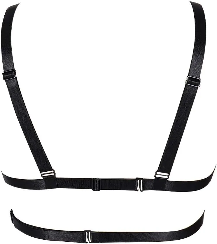 Body Harness for Women Bra Lingerie cage Top Punk Plus Size Chest Strap Belt Stretchy Fabric Festival Rave Adjustable