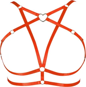 Body Harness Plus Size Pentagram Heart-Shaped Tops Full Cage Hollow Out Bra Women Punk Goth Festival Rave Clothing