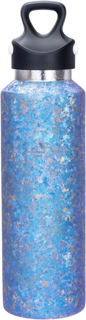 Boundless Voyage Titanium Vacuum Water Bottle Double-Walled Insulated Cup Lightweight and Leak-Proof Travel Outdoor Office School Sport Bottle (600ml blue)