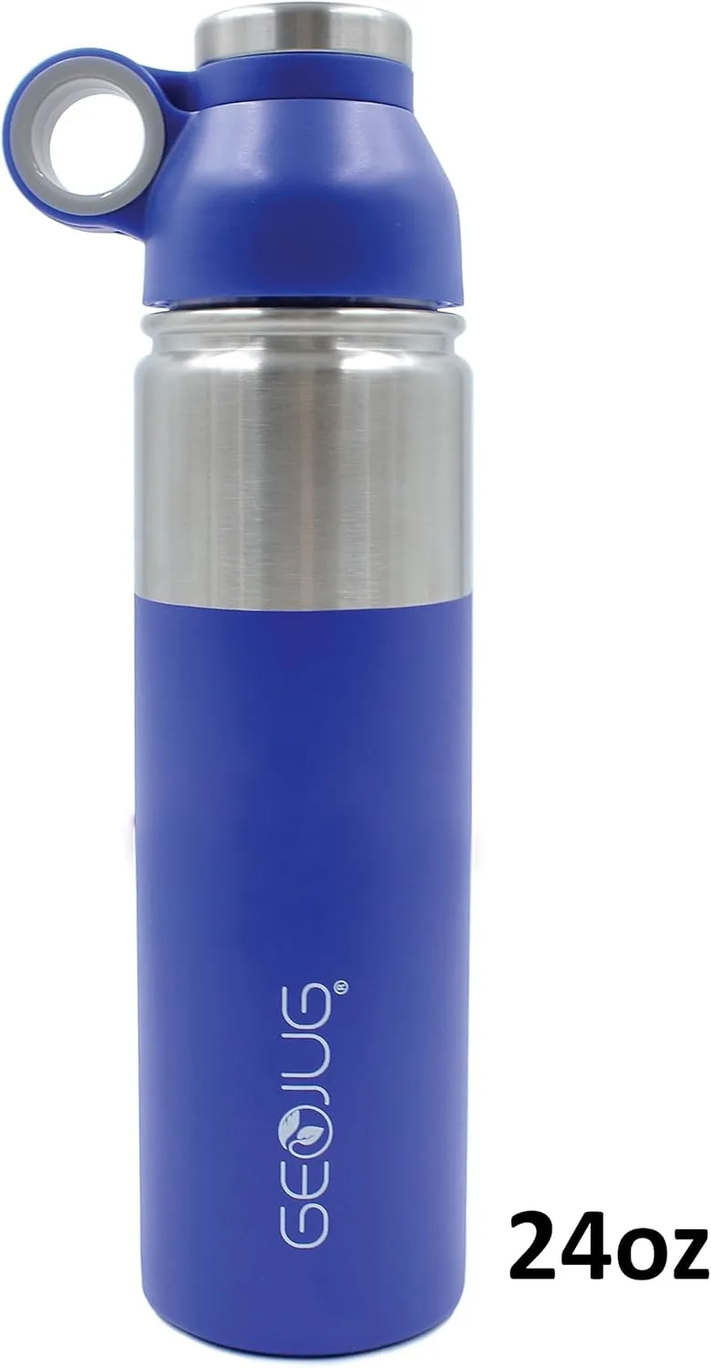 Brentwood GeoJug Stainless Steel Vacuum Insulated Water Bottle, Wide Mouth with BPA Free Cap