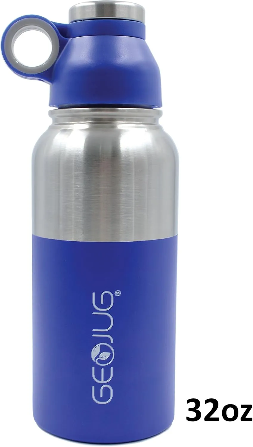 Brentwood GeoJug Stainless Steel Vacuum Insulated Water Bottle, Wide Mouth with BPA Free Cap