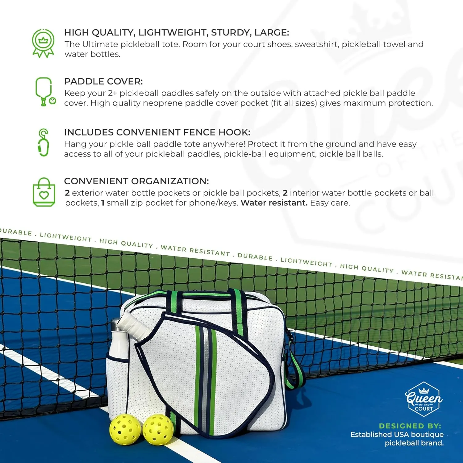 Brooklyn Pickleball Bag - Women's Pickleball Bag, Quality Construction, Functional And Stylish Design
