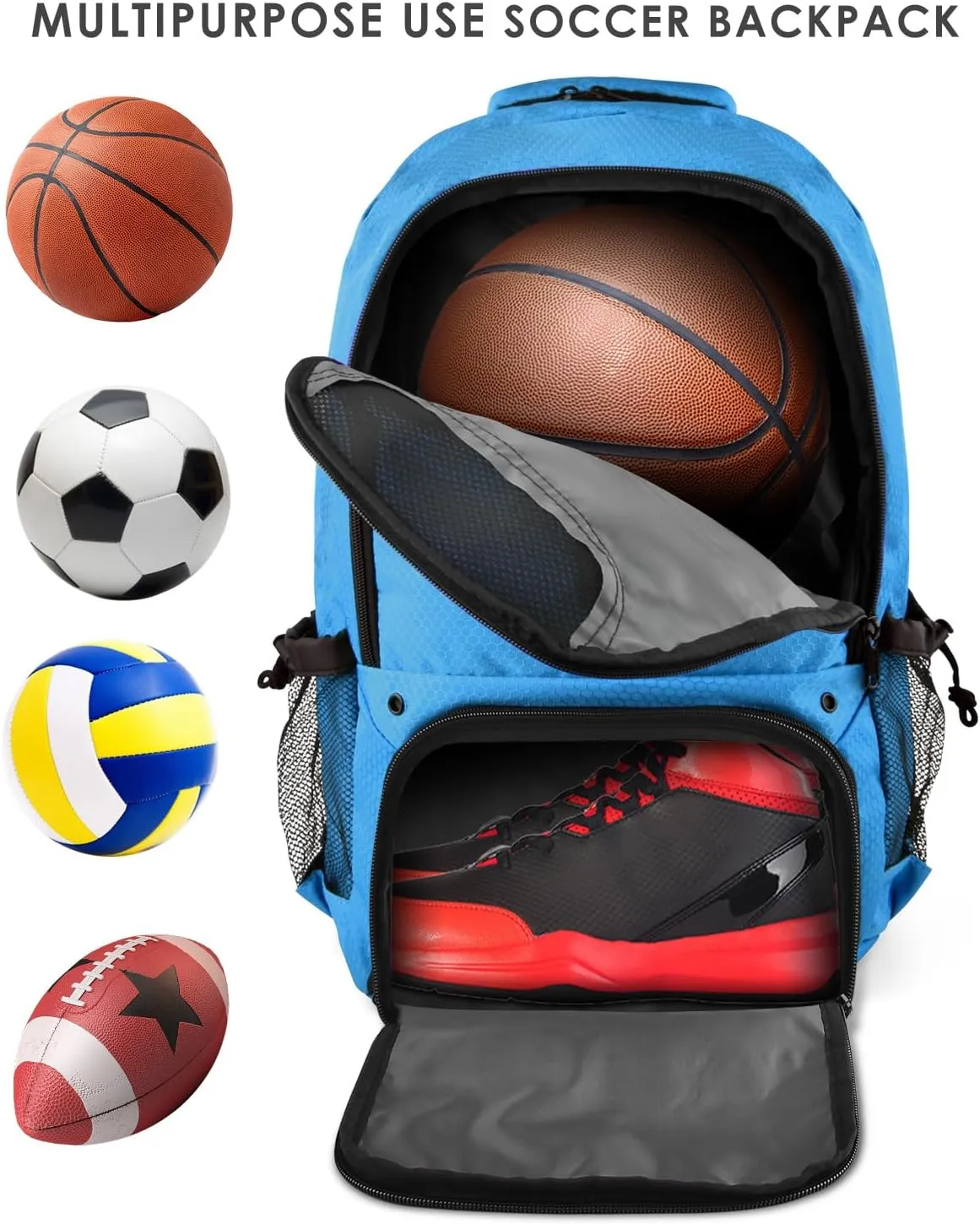 BROTOU Basketball Backpack, Large Basketball Bag with Shoes and Ball Compartment, Soccer Backpacks for Basketball/Volleyball