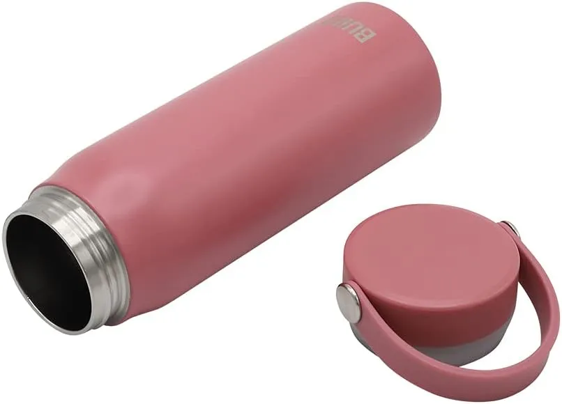 BUILT Cascade Double Wall Vacuum Insulated Stainless Steel Wide Mouth Water Bottle with Comfort Grip and Carry Handle Lid, 20 ounces