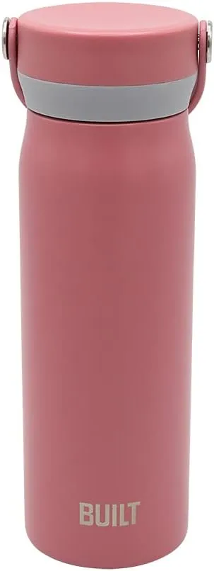 BUILT Cascade Double Wall Vacuum Insulated Stainless Steel Wide Mouth Water Bottle with Comfort Grip and Carry Handle Lid, 20 ounces