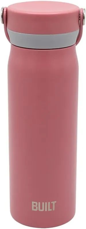 BUILT Cascade Double Wall Vacuum Insulated Stainless Steel Wide Mouth Water Bottle with Comfort Grip and Carry Handle Lid, 20 ounces
