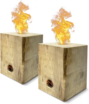 Burning BLOX Campfire Bonfire Firewood – Easy Light – Easy Clean-Up – Great for Camping, Beach and Cooking – Burns from Inside Out – 8” x 8” X 8” – Burns 2 Hours - Bonus 2 Fatwood Starters – Qty 2