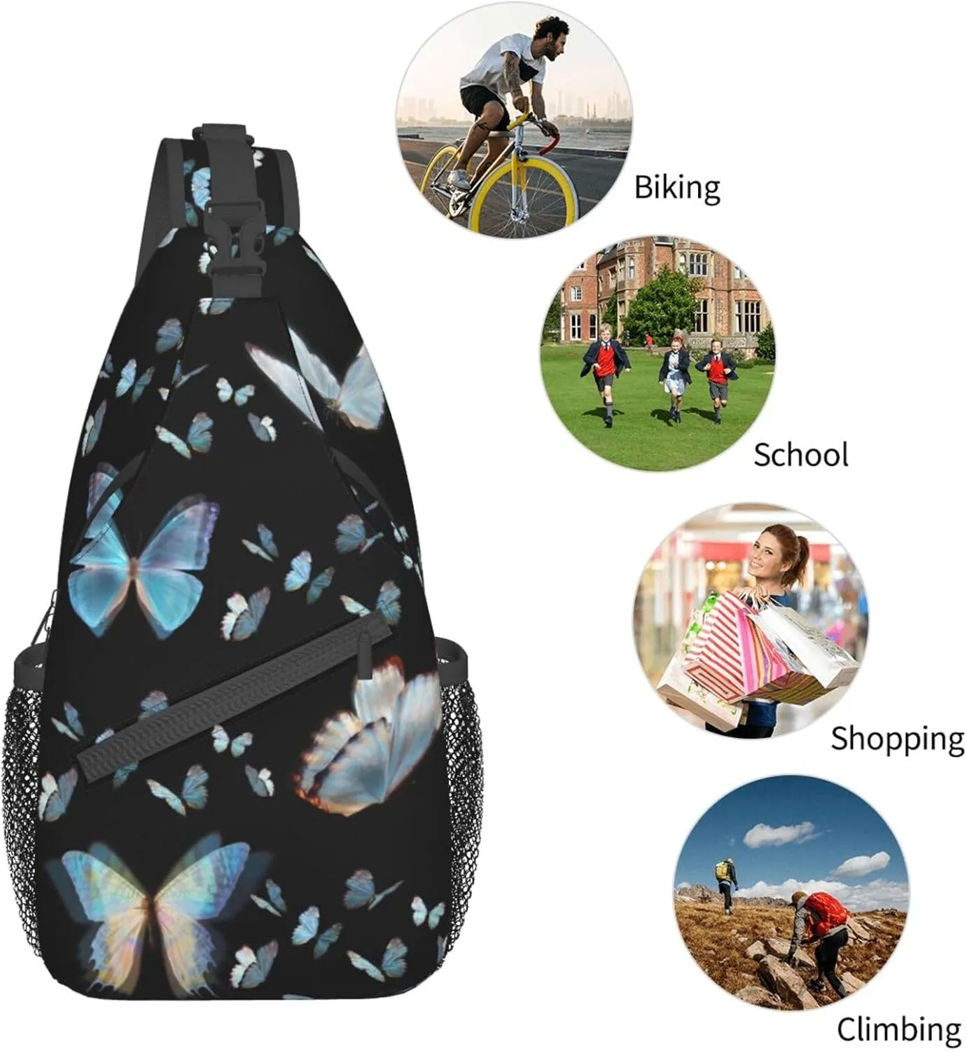 Butterfly Shoulder Bag Womens Sling Backpack Daypack Casual Backpack Hiking Bag Cute Backpack Bag