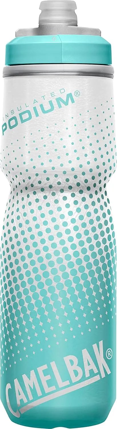 CamelBak Podium Chill Insulated Bike Water Bottle - Easy Squeeze Bottle - Fits Most Bike Cages - 24oz, Teal Dot
