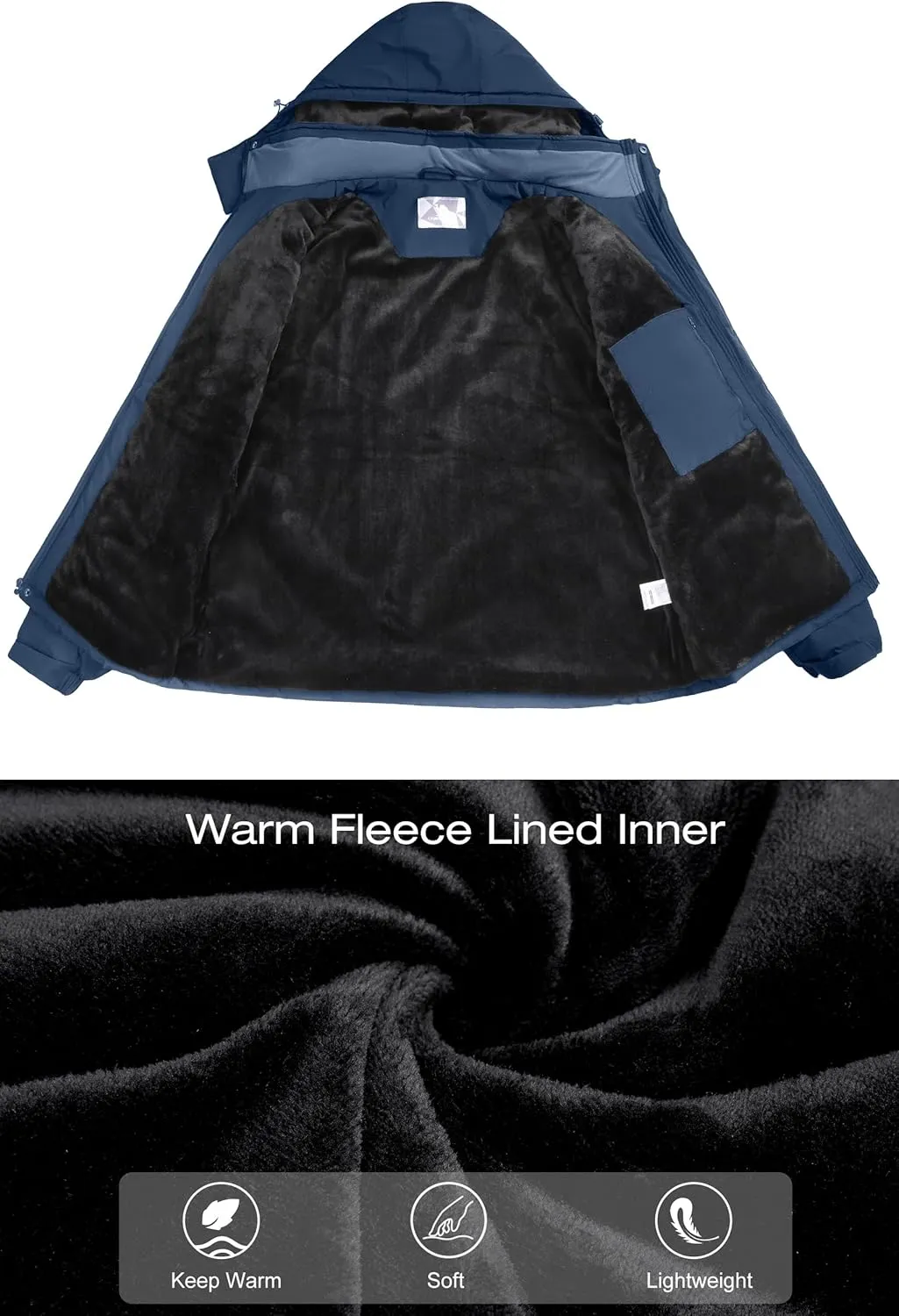 CAMELSPORTS Mens Winter Jacket Waterproof Warm Snow Ski Jackets Faux Fur Fleece Rain Coats with Removable Hood