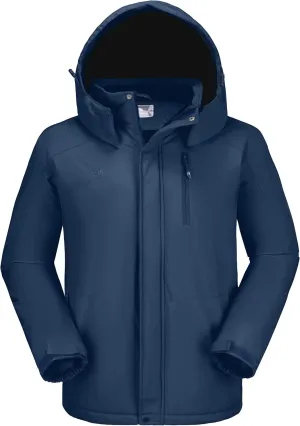 CAMELSPORTS Mens Winter Jacket Waterproof Warm Snow Ski Jackets Faux Fur Fleece Rain Coats with Removable Hood