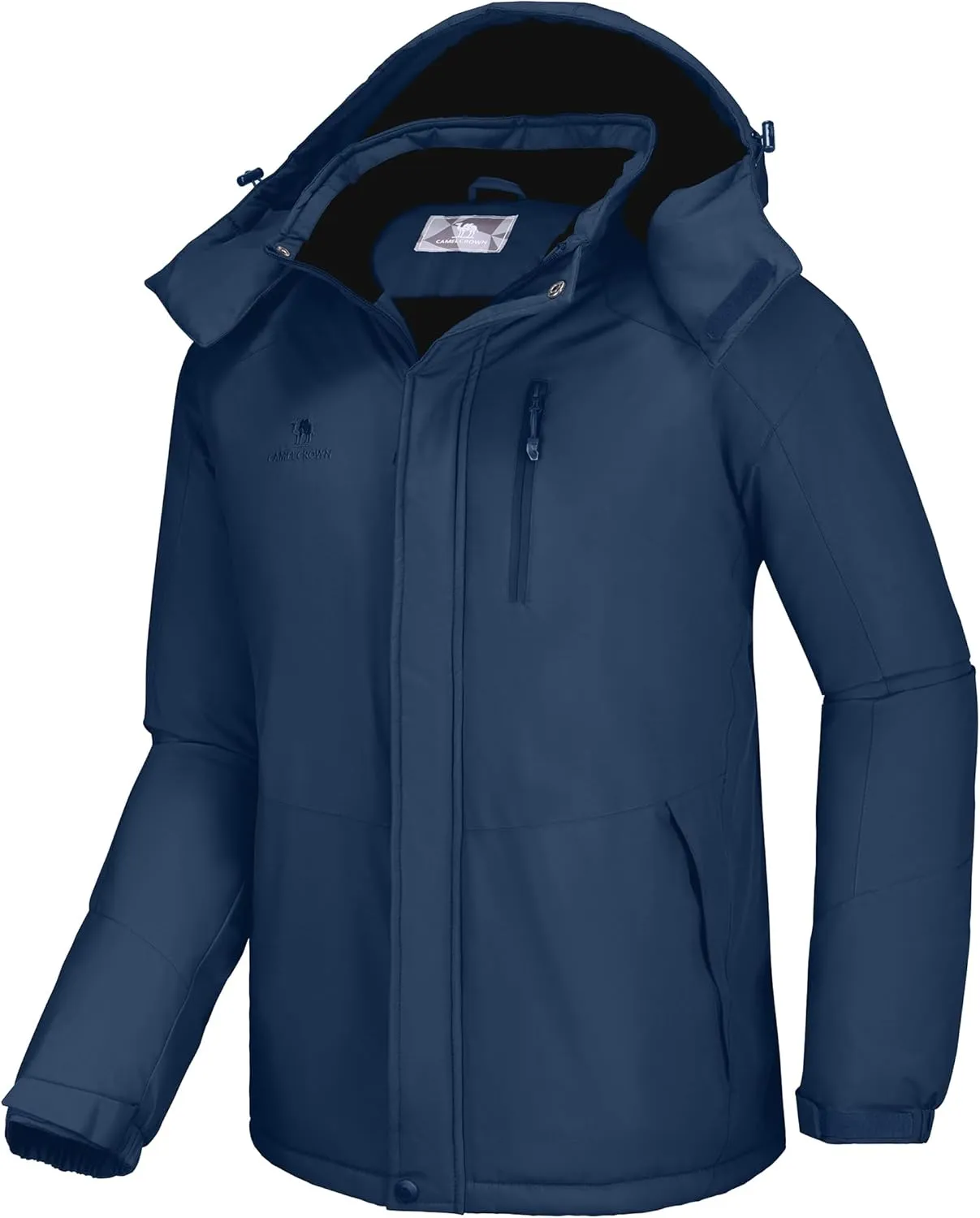 CAMELSPORTS Mens Winter Jacket Waterproof Warm Snow Ski Jackets Faux Fur Fleece Rain Coats with Removable Hood