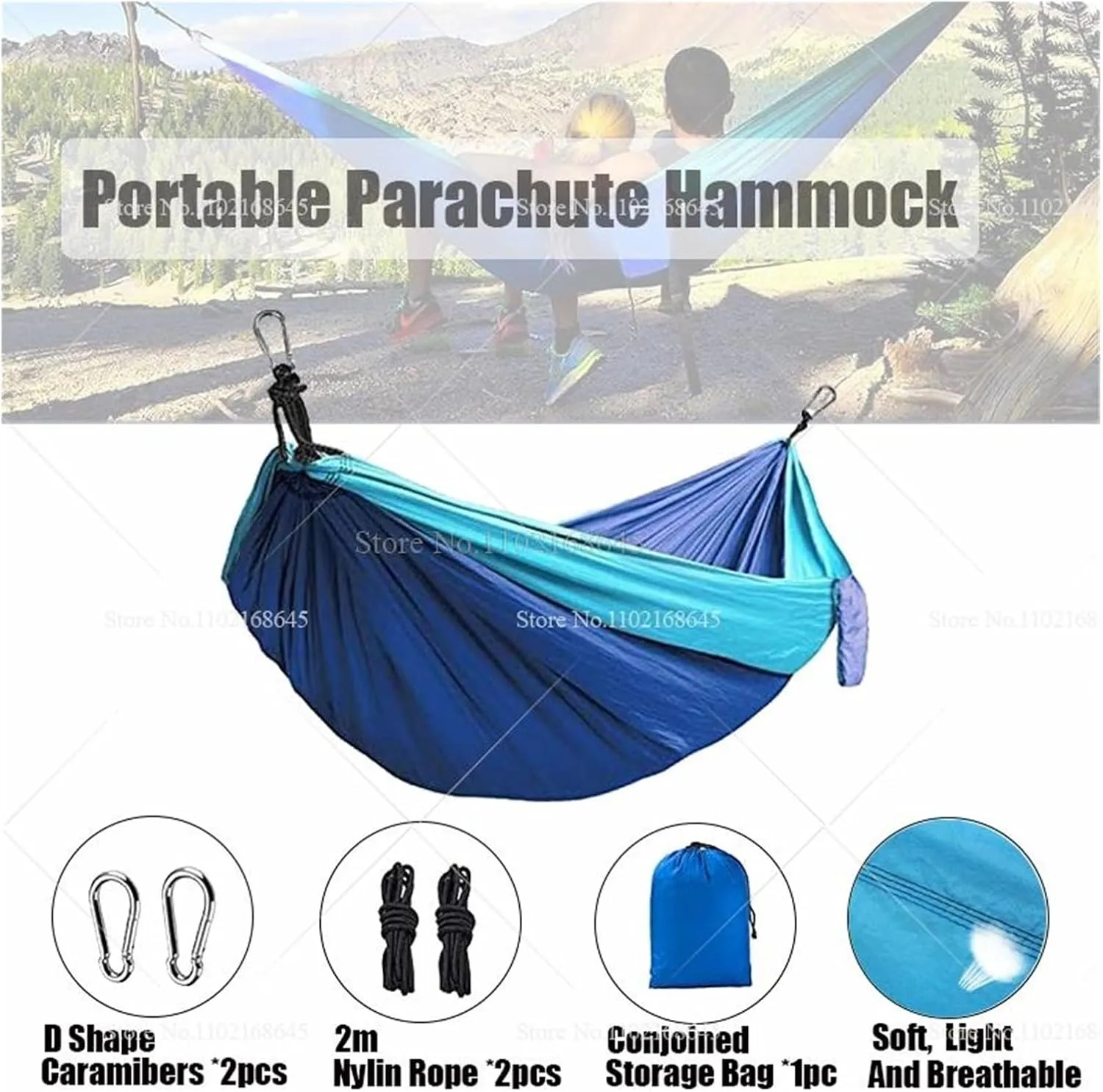 Camp Double Nylon Hammocks Camping Portable Parachute Hammock Outdoor Hiking Travel Backpacking Camping Gear Strong, Green