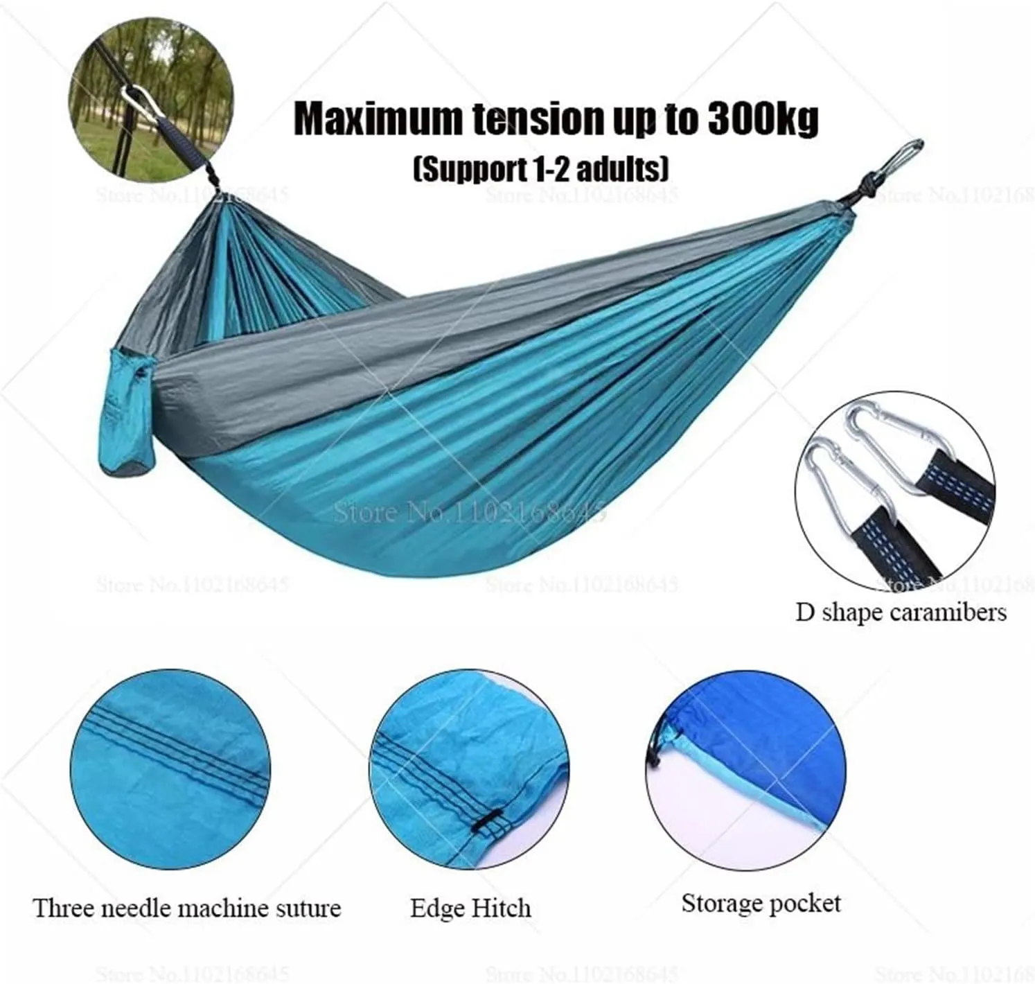 Camp Double Nylon Hammocks Camping Portable Parachute Hammock Outdoor Hiking Travel Backpacking Camping Gear Strong, Green