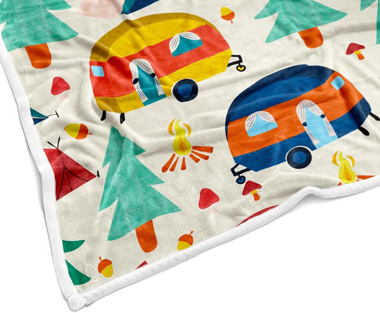 Camper Blanket,Camping Blanket,Outdoor Throw Blanket Happy Camping Soft Plush Fluffy Blankets Camper Bedding for Bed Sofa Couch Camping Gifts 50x60inch