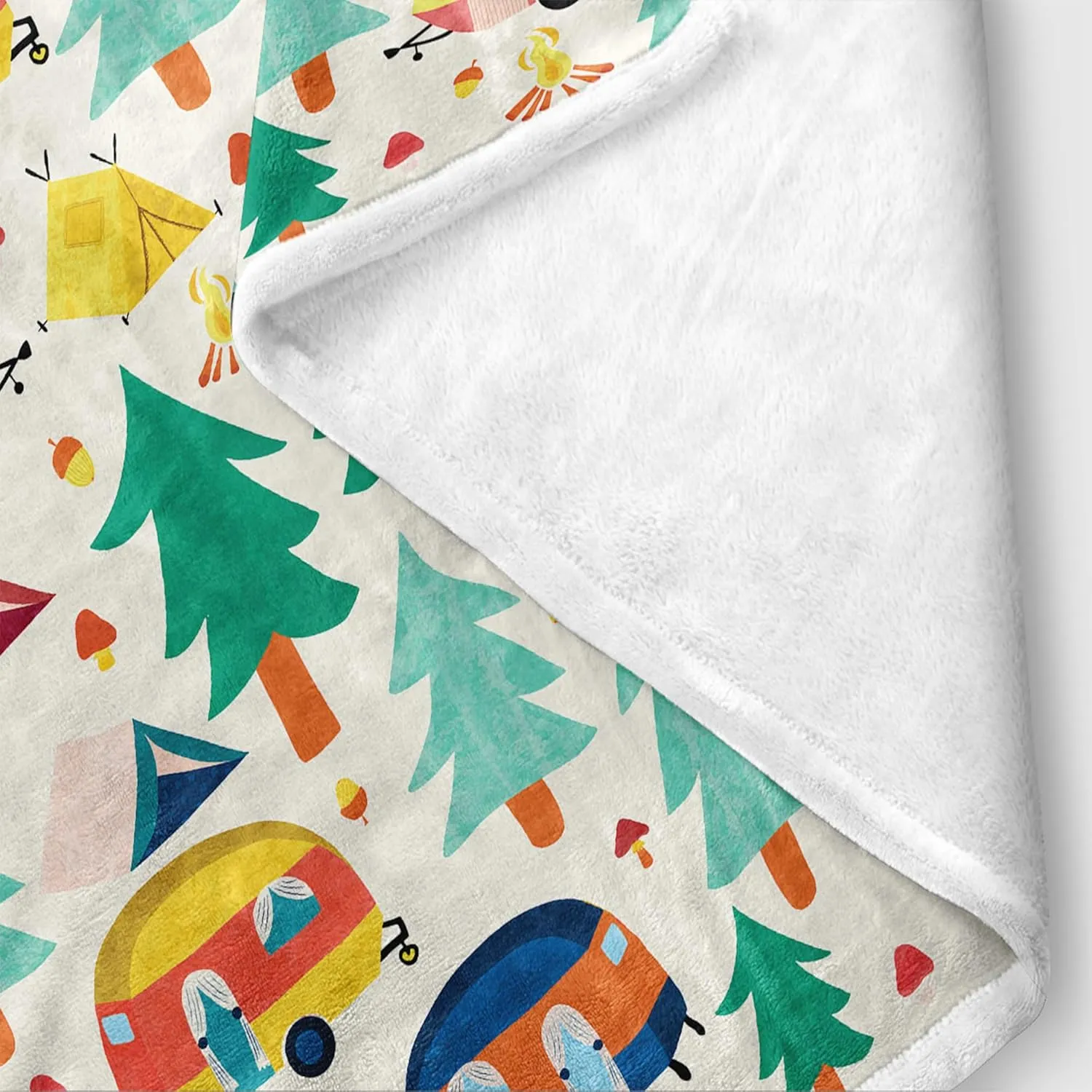 Camper Blanket,Camping Blanket,Outdoor Throw Blanket Happy Camping Soft Plush Fluffy Blankets Camper Bedding for Bed Sofa Couch Camping Gifts 50x60inch