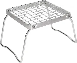 Campfire Grill Storage Bag, Portable Campfire Grill Silver Mini Folding Grill Rack Stainless Steel Camping Grill for Outdoor