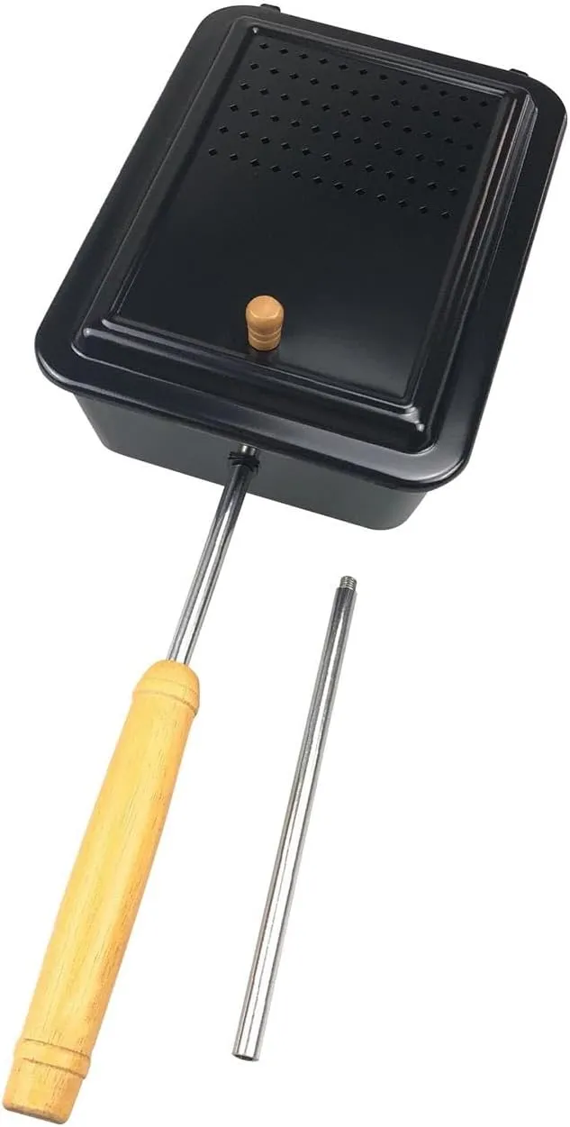 Campfire Popper Pan Pot Nonstick Portable Comfortable Handle BBQ Tool Manual