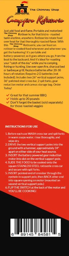Campfire Rotisserie for Outdoor Grilling & Fire Pits