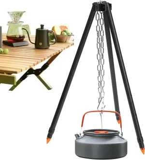 Campfire Tripod Cooking - Tripod Grill Campfire, Camping Grill Tripod | Outdoor Bbq Tripod Rack Fire Tripod, Portable Tripod Grill, Camping Campfire Tripod for Camping Picnics Barbecues