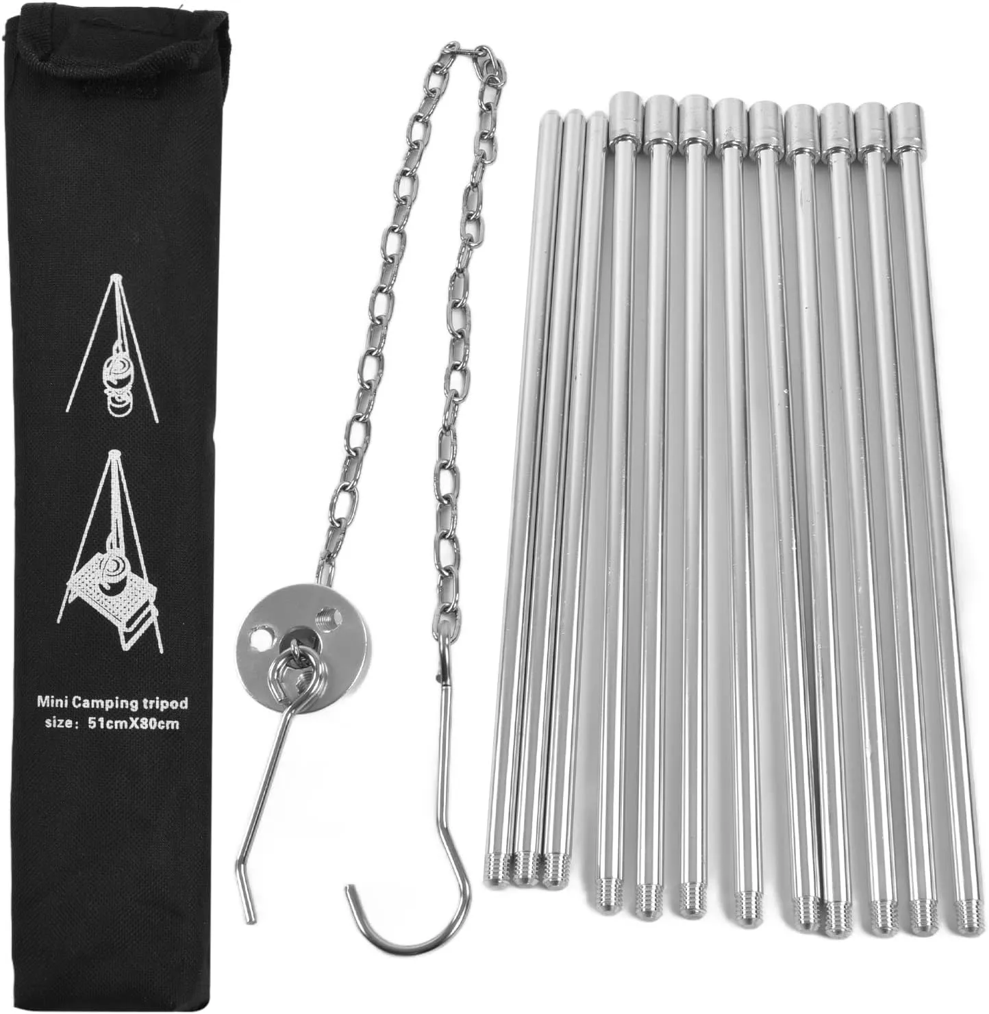 Campfire Tripod Portable Aluminum Alloy Hanging Pot for Outdoor Camping Picnic Bonfire