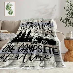 Camping Blanket, Camping Lovers Gift Ideas for Men or Woman, Campsite Outdoors RV Hiking Travel Throw Blanket for Sofa Couch,Super Soft Flannel Blankets Gifts for Bed Camper Outdoor,50"x60"