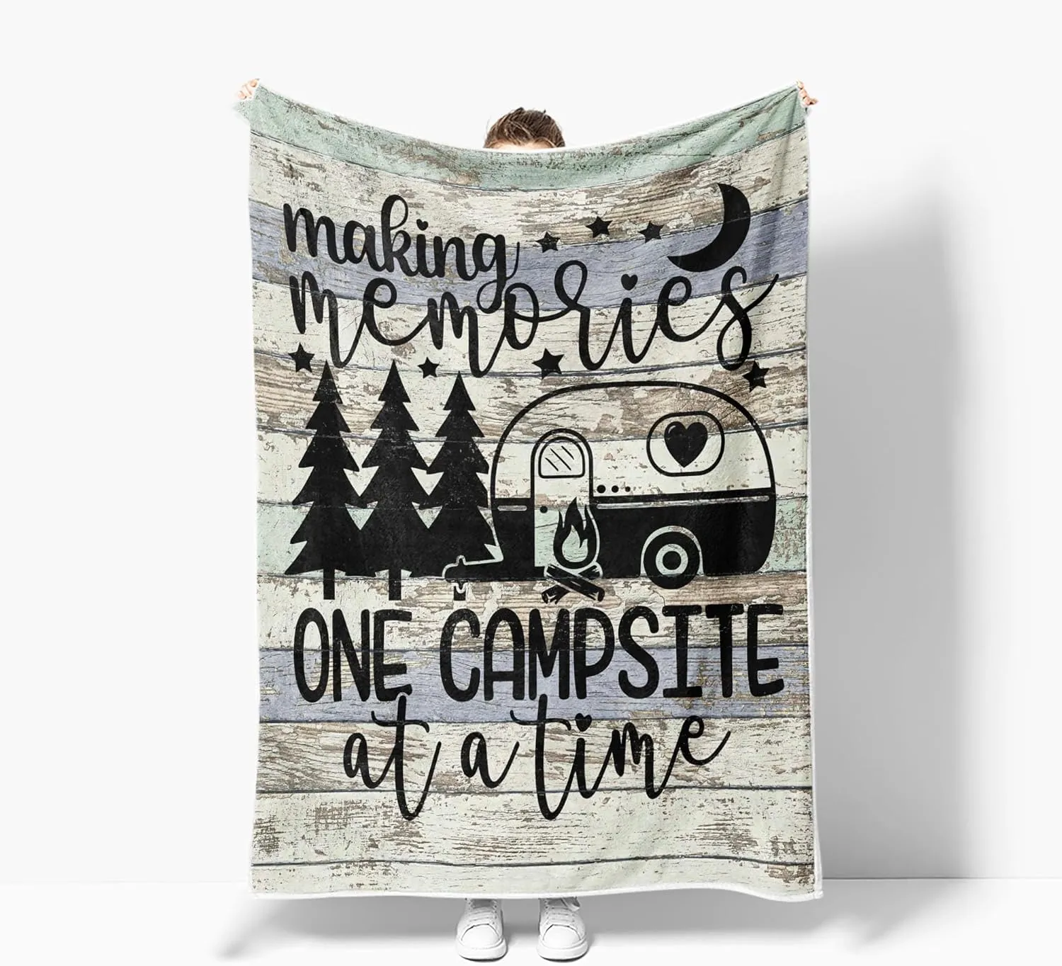 Camping Blanket, Camping Lovers Gift Ideas for Men or Woman, Campsite Outdoors RV Hiking Travel Throw Blanket for Sofa Couch,Super Soft Flannel Blankets Gifts for Bed Camper Outdoor,50"x60"
