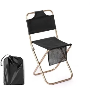 Camping Chairs Folding Camping Chair Outdoor Fishing Chair Picnic BBQ Seat Ultralight Aluminum Alloy Camping Stool with Storage Bag Portable Folding Chair (Color : Black)