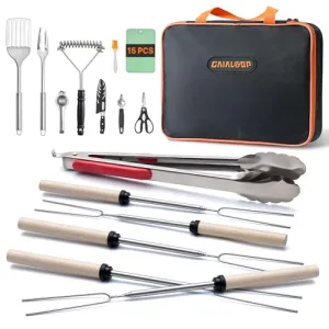 Camping Cooking Utensils Set,Grilling Cookware,Camp Kitchen Rotating Marshmallow Roasting Sticks