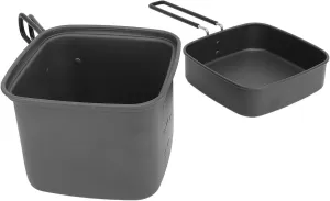 Camping Cookware Mess Kit,Hanging Pot Pan Kettle Camping Cooking Set Camping Pot and Pan Set with Mini Camping Stove Spork and Carry Mesh Bag Cooking Gear for Outdoor Hiking Picnic