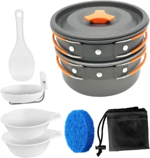 Camping Cookware Set for 2-3 People Portable Outdoor Cooking Kit Anodized Aluminum Cooking Utensils Camping Cookwares