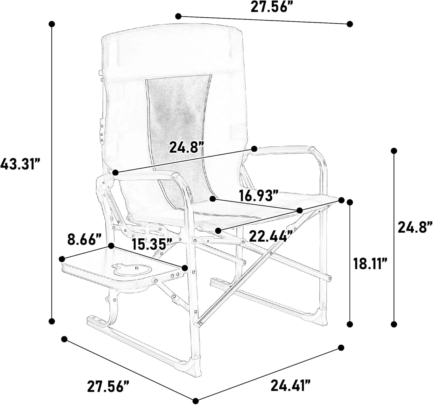 Camping Directors Chair Heavy Duty Oversized - Portable Folding Chair with Side Table & Storage Pocket for Beach Fishing Picnic Backpacking Outdoor Events (Blue)