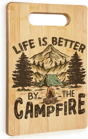 Camping Gifts Cutting Chopping Board, Camper Gifts for Women Men, Gifts for RV Campers, Camping Decor for Camper, Life is Better by the Campfire Bamboo Cutting Boards for Kitchen