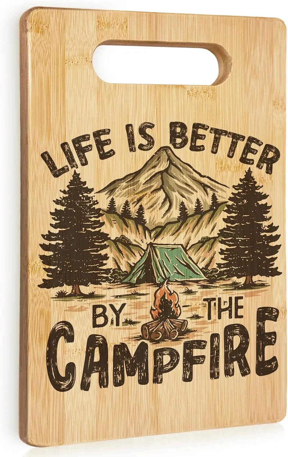 Camping Gifts Cutting Chopping Board, Camper Gifts for Women Men, Gifts for RV Campers, Camping Decor for Camper, Life is Better by the Campfire Bamboo Cutting Boards for Kitchen