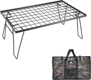 camping moon CAMPINGMOON Folding Stackable Storage Rack Steel Plating Black with Carrying Bag T-230/B-230-M