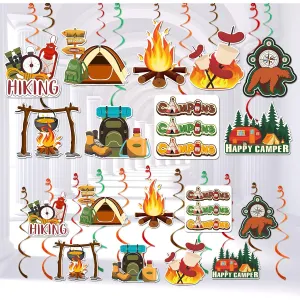 Camping Party Hanging Decorations Campfire Birthday Party Decorations Happy Camper Birthday Decorations Happy Camper Party Decorations