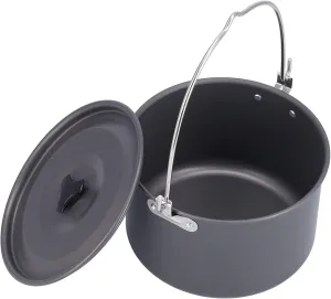 Camping Pot, Aluminum Alloy High Temperature Resistance Outdoor Cooking Pot, Uniform Heating Large Capacity Camping Cook Pot with Lid, for 6‑8 People