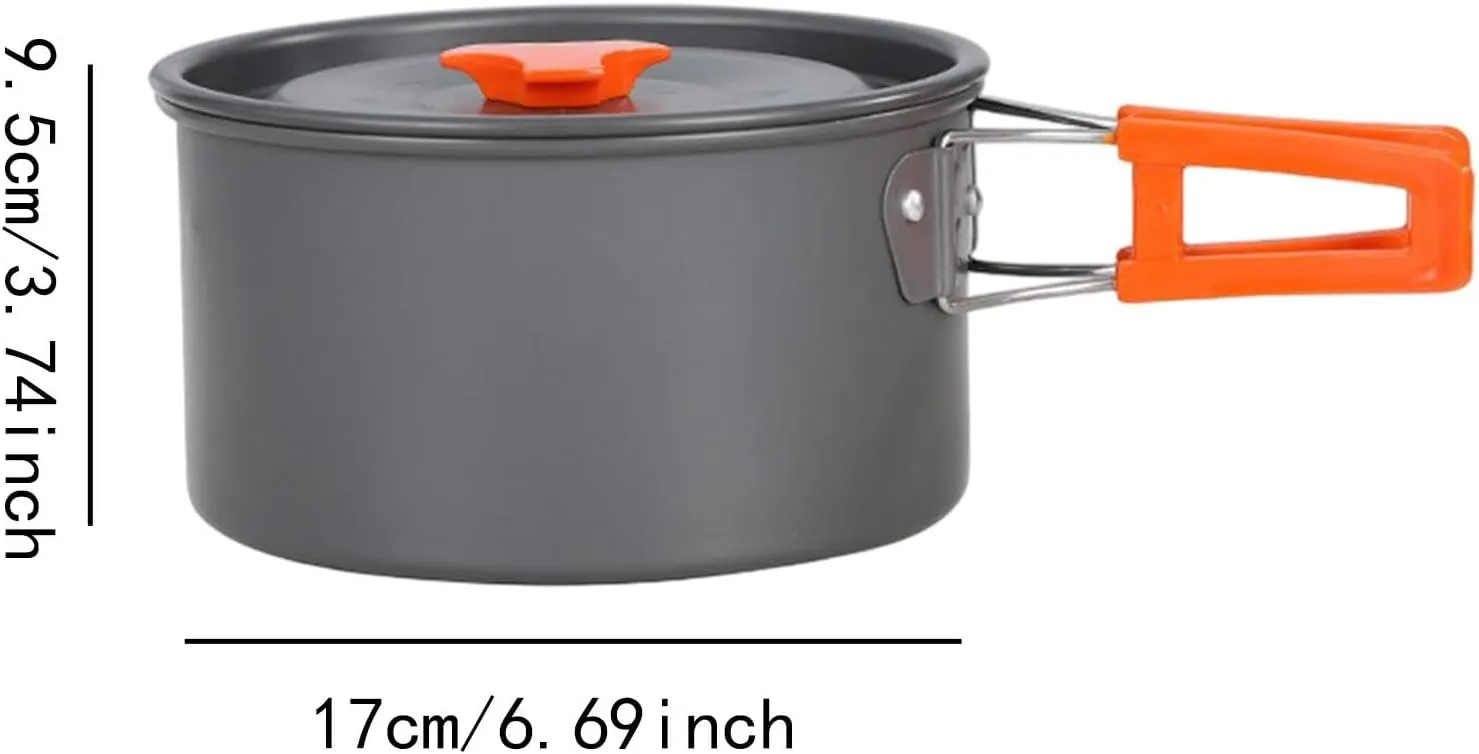 Camping Pot Outdoor Cooking Pot Non Stick Practical Compact Camp Stockpot with Lid Cover for Trips Barbecue Picnics People
