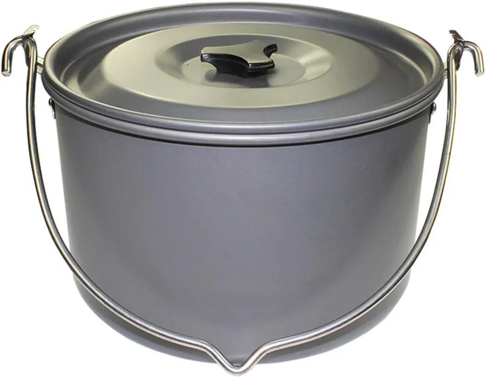 Camping Pot - Portable Camping Hanging Pot Outdoor Cooking Kettle with Lid Pan Cookware for Camping Hiking Fishing Picnic Backpacking