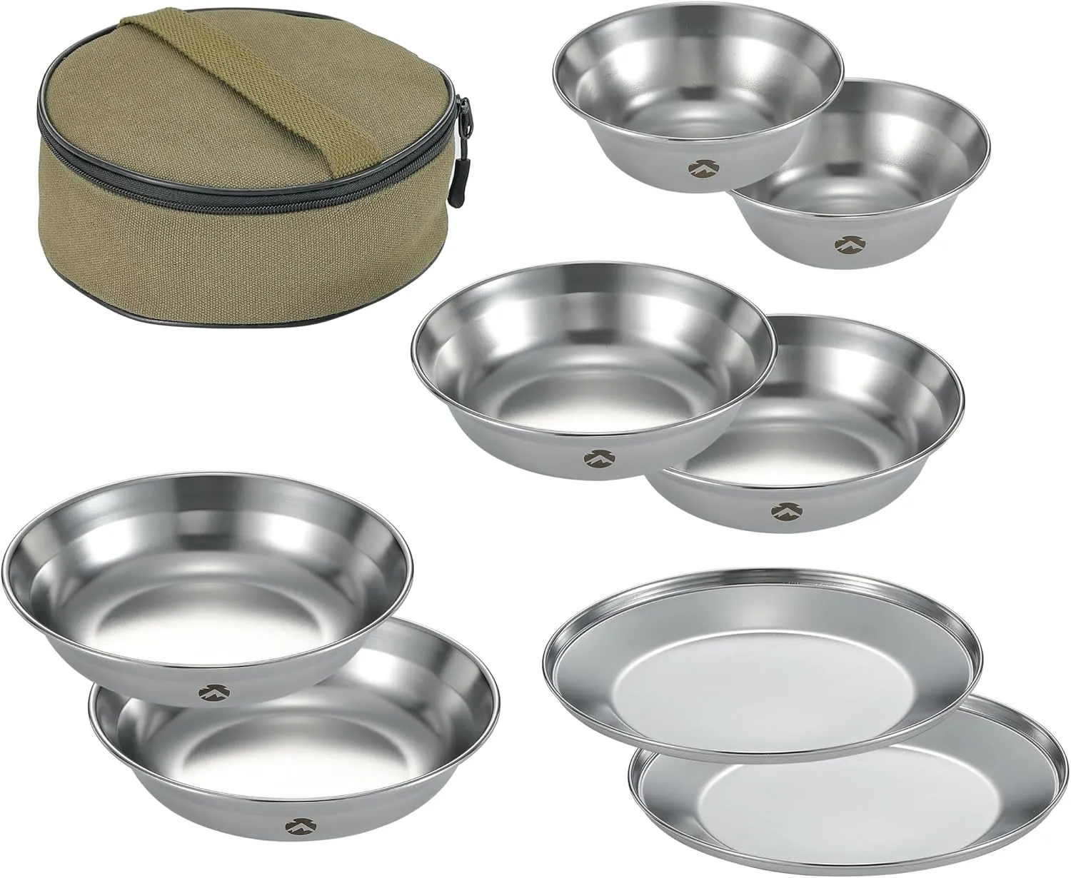 CAMPINGMOON Camping Plates Set Stainless Steel Dishwasher Safe Kitchenware S395
