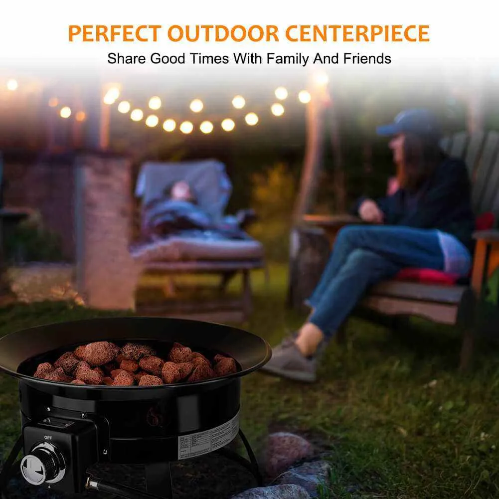 Camplux Outdoor Propane Fire Pit with Cover and Carry Kit, Auto-Ignition