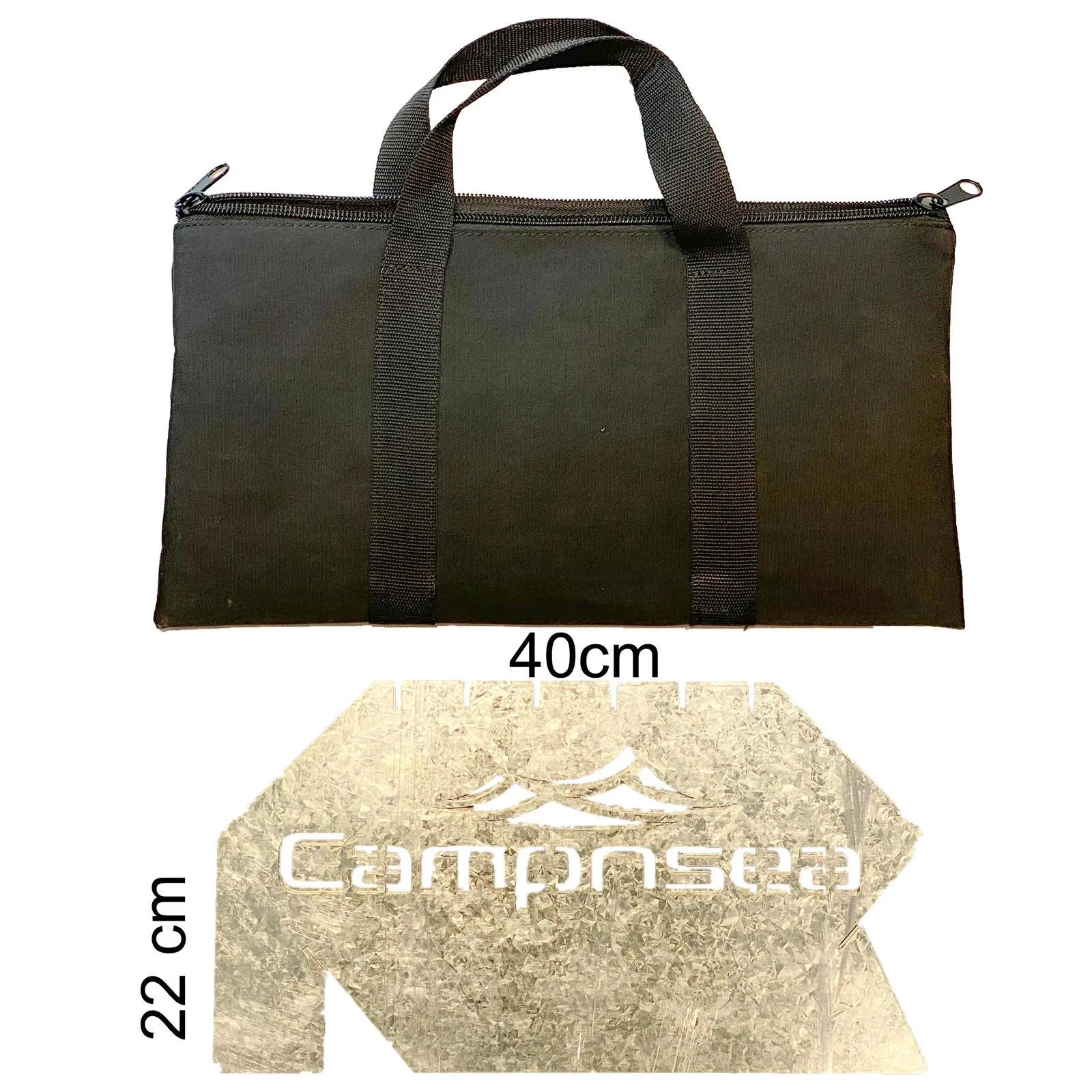 Campnsea - Galvanized Firepit with Kettle Stand & Carry Bag