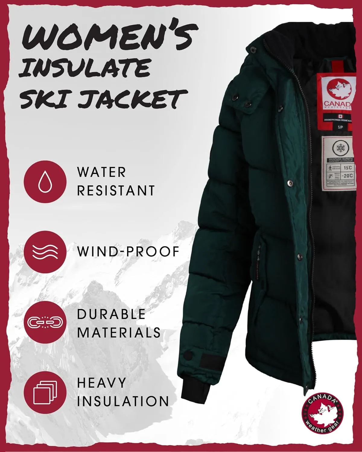 CANADA WEATHER GEAR Women's Winter Coat - Quilted Heavyweight Puffer Parka Coat – Plus Sized Jacket for Women (S-3X)