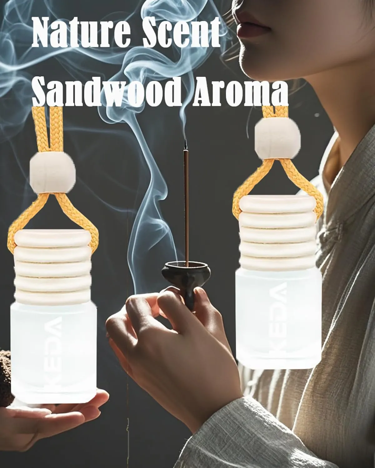 Car Air Freshener 4ml Car Scents | 45-Days Keep Fragrance | Automotive Hanging Diffuser Bottles | Remove Auto Odor Long-Lasting Fresh Air for Home Deodorizer (2pcs, Sandalwood)