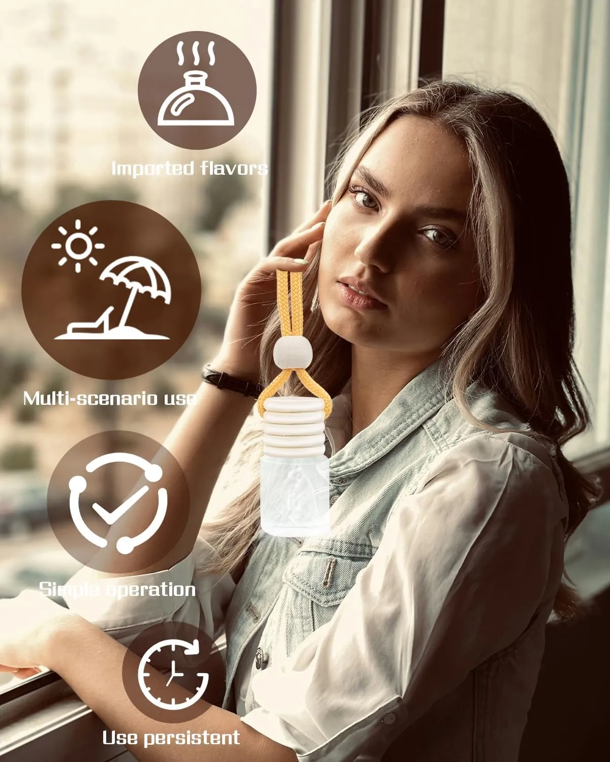 Car Air Freshener 4ml Car Scents | 45-Days Keep Fragrance | Automotive Hanging Diffuser Bottles | Remove Auto Odor Long-Lasting Fresh Air for Home Deodorizer (2pcs, Sandalwood)