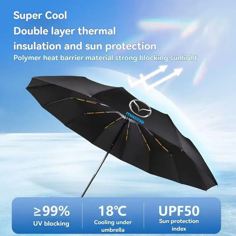 Car Folding Umbrellas for Rain for Mazda Biante 2008-2018, Windproof Travel Umbrella Waterproof Canopy Auto Open Close Windproof Umbrellas for Rain & Sun Accessories