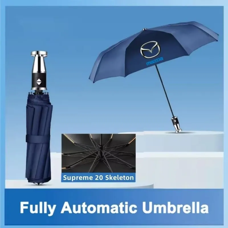 Car Folding Umbrellas for Rain for Mazda Biante 2008-2018, Windproof Travel Umbrella Waterproof Canopy Auto Open Close Windproof Umbrellas for Rain & Sun Accessories